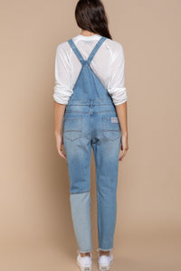 Thumbnail for POL Front Chest Zipper Slim Leg Denim Overalls