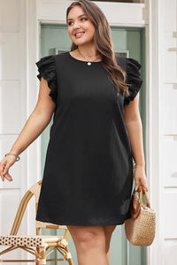 Thumbnail for Plus Size Ruffled Round Neck Cap Sleeve Mini Dress