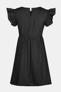 Thumbnail for Full Size Ruffled Round Neck Cap Sleeve Denim Dress