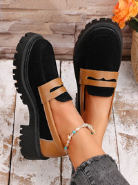 Thumbnail for Contrast Suede Platform Loafers