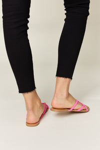 Thumbnail for WILD DIVA Crisscross PU Leather Open Toe Sandals