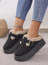 Thumbnail for Thermal Fuzzy Buckle Platform Slippers