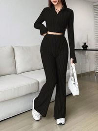 Thumbnail for Honey Zip Up Long Sleeve Top and Pants Set