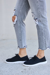 Thumbnail for Forever Link Flat Round Toe Lace-Up Sneakers