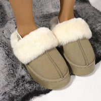 Thumbnail for Plush Platform Slippers with Letter Strap