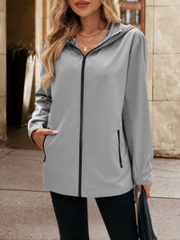 Thumbnail for Ivy Lane Pocketed Zip Up Hooded Jacket