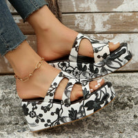 Thumbnail for Cutout Floral Peep Toe Sandals
