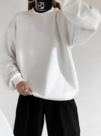 Thumbnail for Round Neck Dropped Shoulder Long Sleeve Sweatshirt