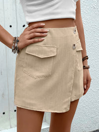 Thumbnail for Pocketed High Waist Shorts with Zip