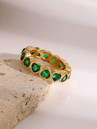 Thumbnail for 18K Gold-Plated Inlaid Zircon Ring