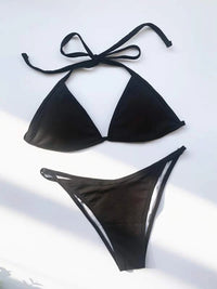Thumbnail for Halter Neck Bikini and Cover Up Four-Piece Swim Set