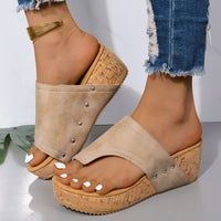 Thumbnail for PU Leather Wedge Sandals