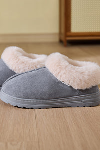 Thumbnail for Faux Fur Round Toe Platform Slippers