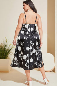 Thumbnail for Plus Size Floral Lace Trim Side Slit Night Dress