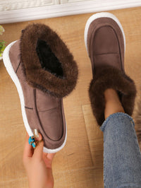 Thumbnail for Faux Fur Suede Round Toe Sneakers