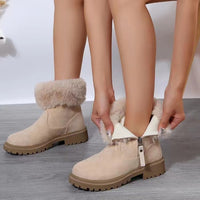 Thumbnail for Suede Faux Fur Boots with Side Zipper