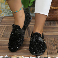 Thumbnail for Sequin Round Toe Slip-Ons