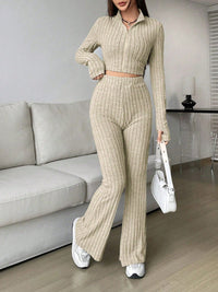 Thumbnail for Honey Zip Up Long Sleeve Top and Pants Set