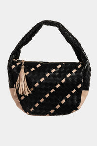 Thumbnail for Fame Tassel Detail Weave Semi Circle Bag