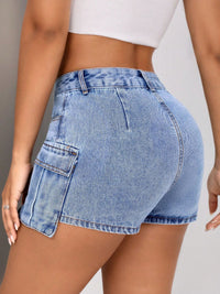 Thumbnail for Mid-Rise Waist Denim Shorts with Pockets