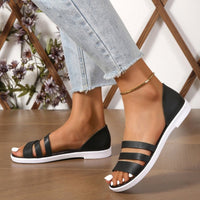 Thumbnail for PU Leather Three-Strap Sandals