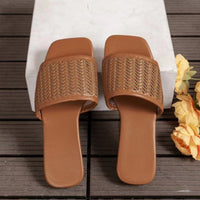 Thumbnail for Rattan Woven Flat Sandals