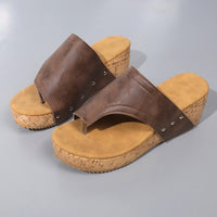 Thumbnail for PU Leather Wedge Sandals