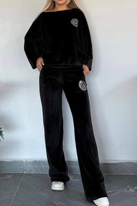 Thumbnail for Full Size Boat Neck Long Sleeve Top and Pants Set