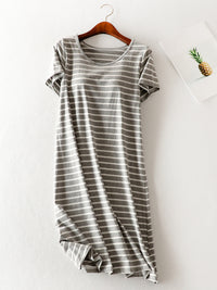Thumbnail for Striped Round Neck Short Sleeve Dress