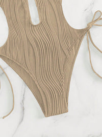 Thumbnail for Textured Cutout Tied One-Piece Swimwear