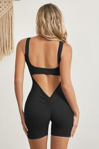Thumbnail for Cutout Scoop Neck Wide Strap Active Romper