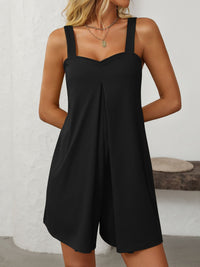 Thumbnail for Mandy Sweetheart Neck Wide Strap Romper with Pockets