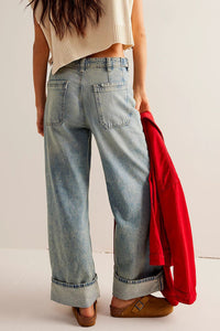 Thumbnail for Washed Wide Leg Jeans with Pockets