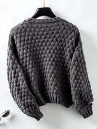 Thumbnail for Cable-Knit Round Neck Long Sleeve Sweater