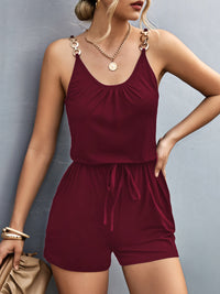 Thumbnail for Scoop Neck Romper with Pockets