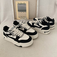 Thumbnail for Lace Up Round Toe Platform Sneakers