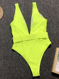 Thumbnail for Plunge Wide Strap Sleeveless One-Piece Swimwear