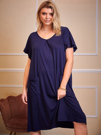 Thumbnail for Plus Size Round Neck Short Sleeve Lounge Dress