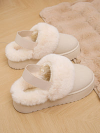 Thumbnail for Faux Fur Round Toe Platform Slippers