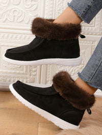 Thumbnail for Faux Fur Suede Round Toe Sneakers