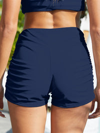 Thumbnail for Ruched Mid-Rise Waist Swim Shorts