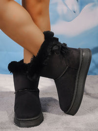 Thumbnail for Faux Fur Suede Round Toe Boots