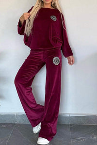 Thumbnail for Full Size Boat Neck Long Sleeve Top and Pants Set