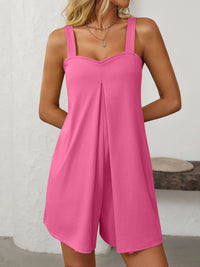 Thumbnail for Mandy Sweetheart Neck Wide Strap Romper with Pockets