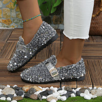 Thumbnail for Sequin Round Toe Slip-Ons