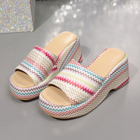 Thumbnail for Printed Open Toe Wedge Sandals