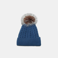 Thumbnail for Cable Knit Winter Hat with Pompom