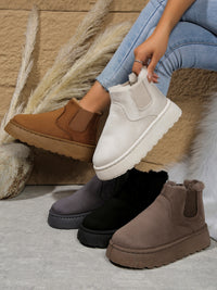 Thumbnail for Suede Round Toe Platform Boots