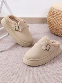 Thumbnail for Thermal Fuzzy Buckle Platform Slippers