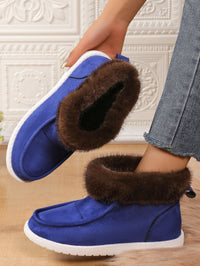 Thumbnail for Faux Fur Suede Round Toe Sneakers